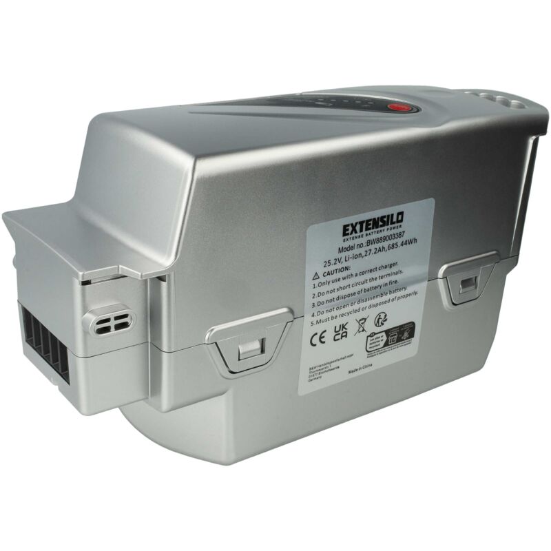 Extensilo - Batterie remplacement pour Panasonic nky 246B02, nky 252B02, nky 231B02, nky 236B02 pour vélo électrique (27,2Ah, 26V, Li-ion) - argenté