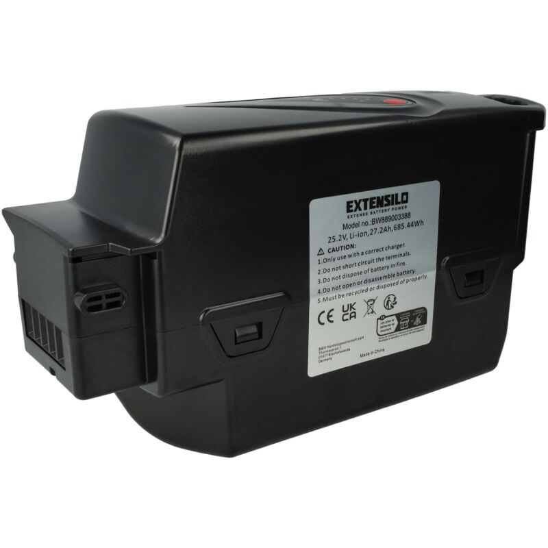 Extensilo - Batterie remplacement pour Panasonic nky 374B2, nky 335B2, nky 336B2 pour vélo électrique (27,2Ah, 26V, Li-ion) - noir