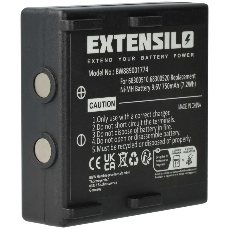 Extensilo - Batterie remplacement pour Potain 68300520 pour opérateur télécommande industrielle (750mAh, 9,6V, NiMH)