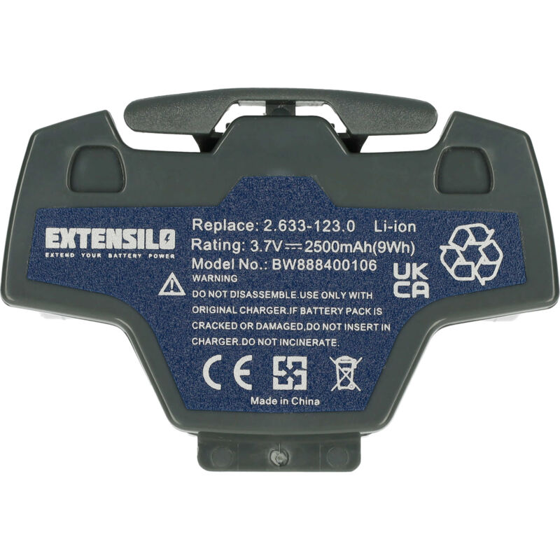Extensilo - Battery compatible with Kärcher 1.633-457.0, 1.633-459.0, 1.633-465.0, 1.633-461.0 Home Cleaner Grey (2500 mAh, 3.7 v, Li-Ion)