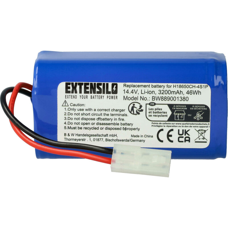 Battery compatible with Flyco FC9601, FC9602 Home Cleaner (3200mAh, 14.4 v, Li-ion) - Extensilo