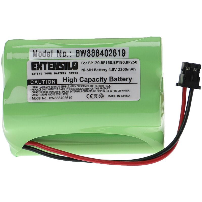 Extensilo - Replacement Battery compatible with Bearcat BC120XLT, BC220XLT, BC230XLT, BC235XLT, BC245XLT Radio, Walkie-Talkie (2200 mAh, 4.8 v, NiMH)