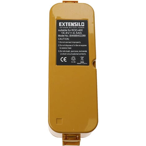 EXTENSILO Replacement Battery compatible with iRobot Roomba 4199, 4188, 4210, 4220, 4225, 4230, 4232 Vacuum Cleaner (4500mAh, 14.4 V, NiMH, Yellow)