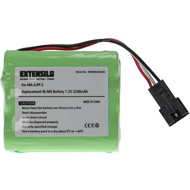 Extensilo - Replacement Battery compatible with Teac DAB-Radio, MP3, MP4, R-1, R-2, R-5, R1, R2, R5 Digital Radio (2200 mAh, 7.2 v, NiMH)