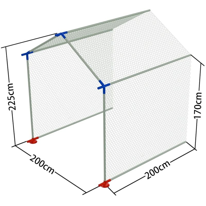 Animal Valley - Extension 4m² Ø32mm 2x2x2,25m - Pour Parc à Poules P001 4x2x2,25m