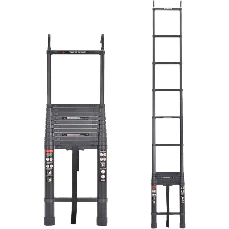 Extension Aluminum Telescopic Ladder 5M Multi Purpose Stepladder with Detachable Hook EN131 Approved Anti Slip Safety Heavy Duty