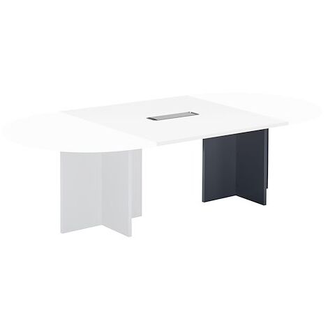 Extension blanche pour table modulable avec Top Access intégré pieds croix Essens - Piètement anthracite - Maxiburo