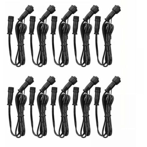 Extension Cable, 10 Pack, IP67 Waterproof LED Downlight Extension Cable, 1 m/3.3 ft 2-Pin Male and Female Connectors YMYNY