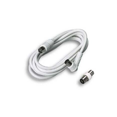 Extension cable TV 3M with straight plug and socket 90° white body Fanton 31080