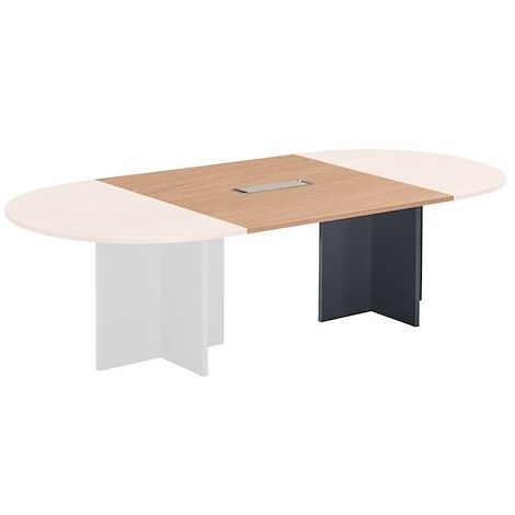 Extension chêne clair pour table modulable avec Top Access intégré pieds croix anthracite Essens - Maxiburo