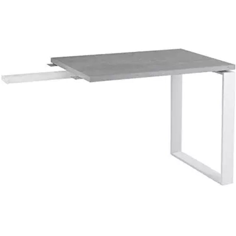 Meubletmoi - Retour de bureau décor gris béton et pieds en métal l. 90 cm - net