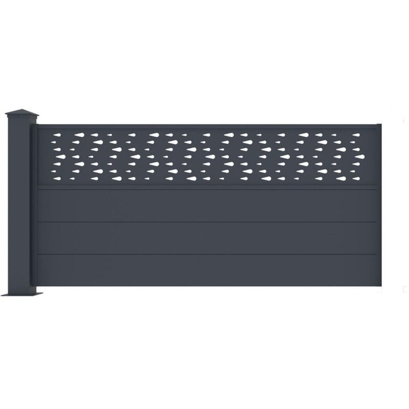 Extension de clôture à poser H89 x L178.3 cm en aluminium anthracite à motifs - bazio