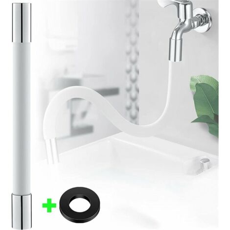 Extensión de grifo de 30 cm, aireador de grifo universal, manguera de silicona, tubo de extensión de grifo, flexible, curvado de 360°, color blanco