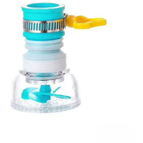 Extensión de grifo de cocina flexible y ajustable a 360° con protección contra salpicaduras, desagüe giratorio, filtro de agua y purificador de agua (azul)