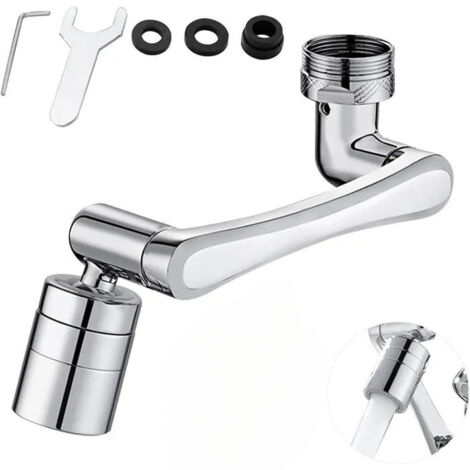 Extensión de grifo giratoria universal de 1440°, aireador de grifo con protector antisalpicaduras, caño de grifo de cocina, 2 modos.