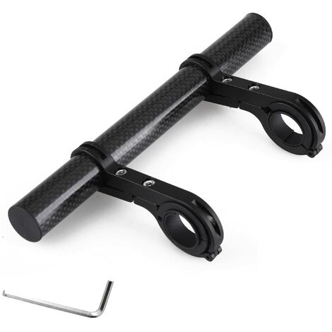 Extension de Guidon de Vélo Extenseur Guidon Support pour Lampe Lumière Téléphone GPS Compteur de Vitesse (20CM tube de carbone noir)