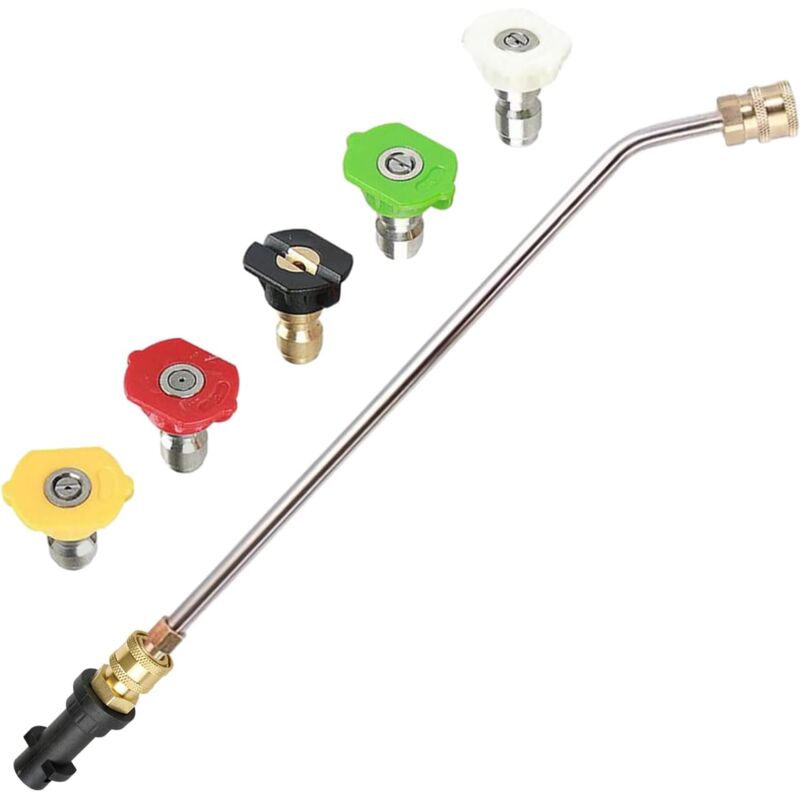 Extension de lance de lance de nettoyeur haute pression en acier inoxydable pour Karcher K2 K3 K4 K5 K6 K7, outil de nettoyage avec 5 buses de