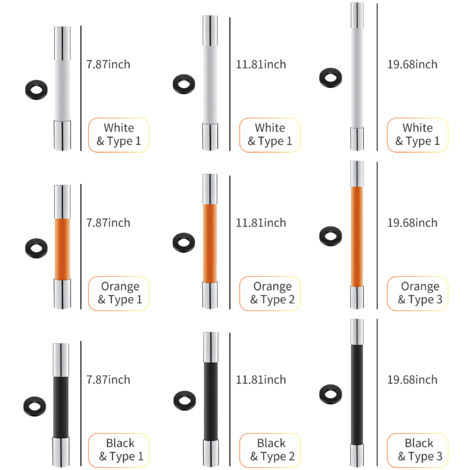 Extensión de manguera flexible de silicona para grifos giratorios de 360° con junta hermética y aireador – 20/30/50 cm (Naranja/Negro/Blanco) – Juego compuesto por 1 manguera y 1 junta