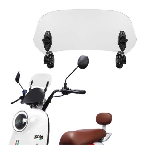 Extension de pare-brise universelle réglable en acrylique pour moto, déflecteur de pare-brise à clipser, protection de tableau de bord pour moto - Blanc 37 cm