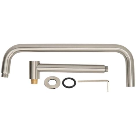 Extension de pomme de douche avec bride, bras de douche en forme de S, support mural, tuyau de douche rotatif en acier inoxydable pour salle de bain brossé