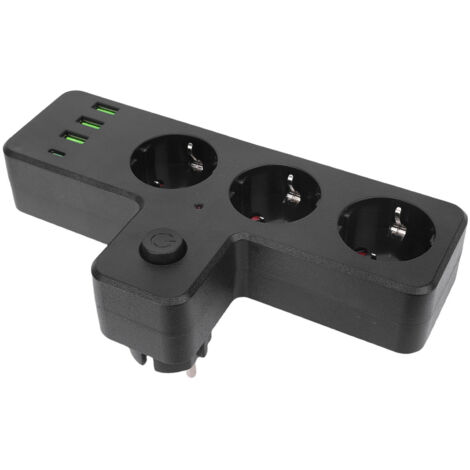 Extension de prise, 3 prises ca, Ports USB, 1 Port de Type C, multiprise multifonctionnelle avec interrupteur pour la maison