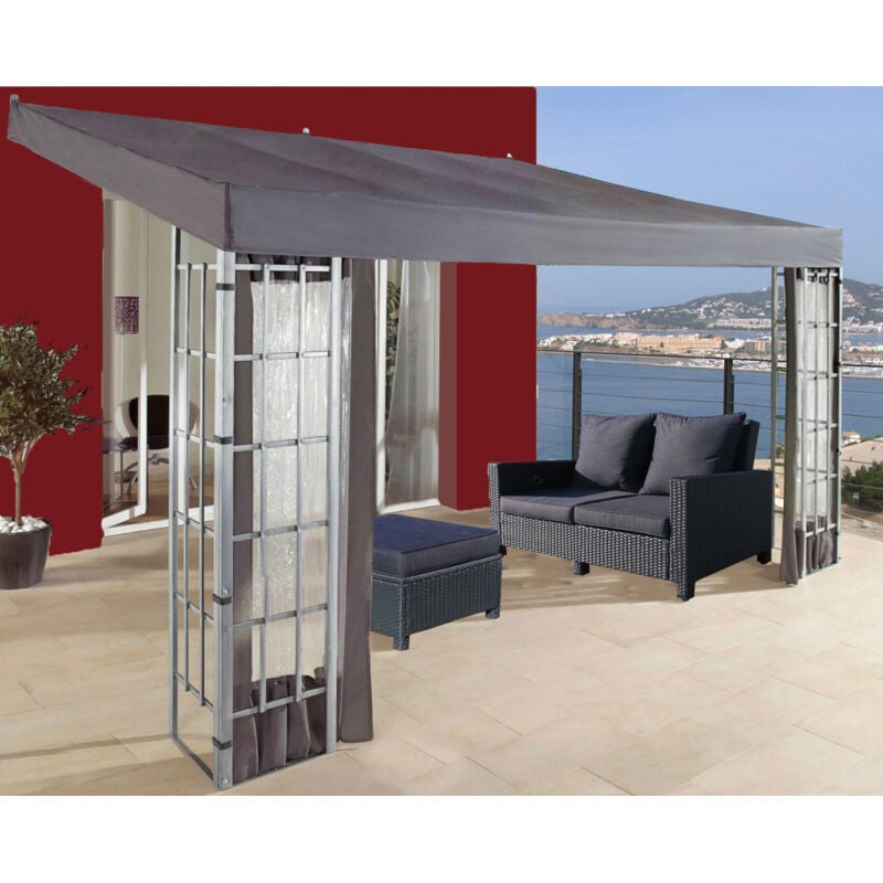 Extension de rang 3x4m Anthracite avec 3 panneaux latéraux