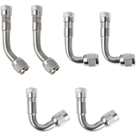 Extension de Valve de Pneu,Raccord Prolongateur Coude pour valve Pneu,y compris 2 Pcs 45°,2 Pcs 90°,2 Pcs 135°,6 Pcs,Haute qualité
