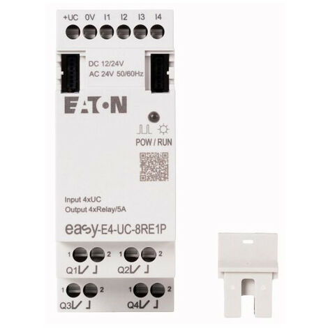 Extension E/S 12/24 V DC 24 V AC 4 entrées TOR 4 sorties relais Push In 000197510 EATON EASY E4 UC 8RE1P