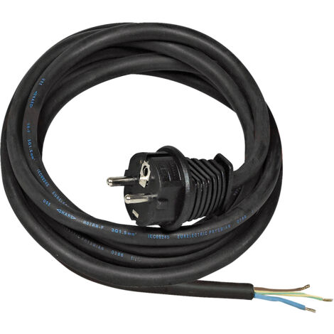 Extensión eléctrica con un extremo de cables pelados H07RN-F 3G1,5 IP20 NEGRO - 5m