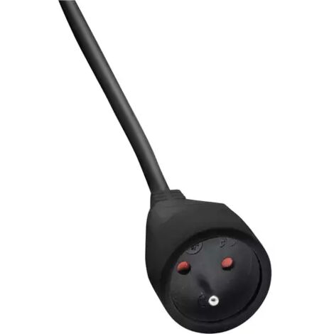 Extensión eléctrica prolongadora con enchufe plano - IP20 NEGRO - 2m - H05VV-F 3G1,5
