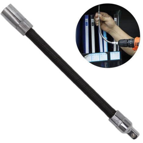[Extensión flexible para llaves] Extensión de eje flexible universal Mano Expert de 1/4" negra para taller - Herramienta de metal de alta calidad, antideslizante, flexible, de alta torsión