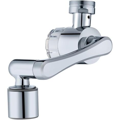 Extensión giratoria para grifo - Aireador de grifo giratorio de 1080° para fregadero - Con filtros de algodón PP - Plateado