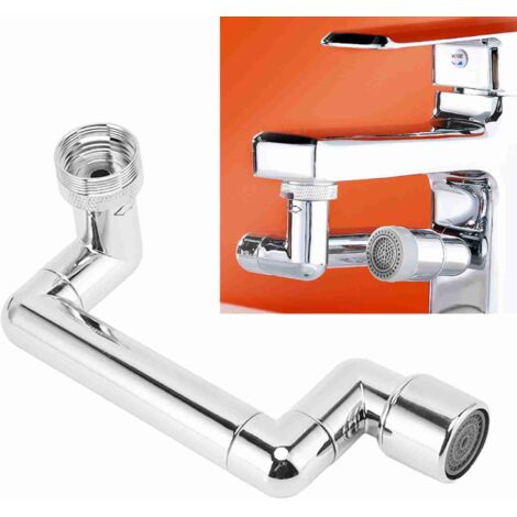 Extensión giratoria para grifo de cocina, económica, inoxidable y extensible, de ABS cromado para fregaderos (99 g, 3 juntas de silicona).
