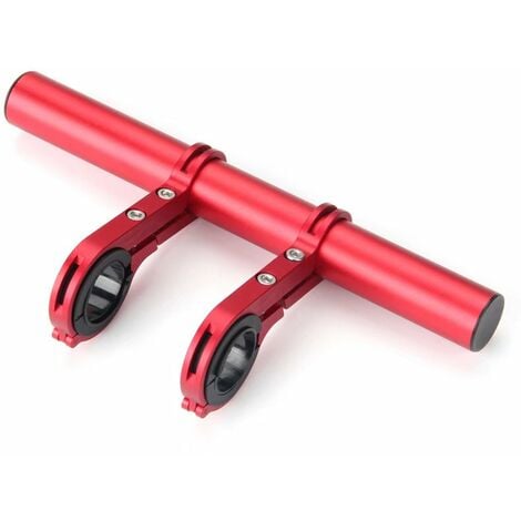 Extension Guidon Velo Antidérapant Rallonge Guidon VTT Alliage Aluminium Extension Guidon Poussette Universel Résistant Corrosion pour Support Eclairage Lampe Telephone Cloche Chronomètre (rouge)