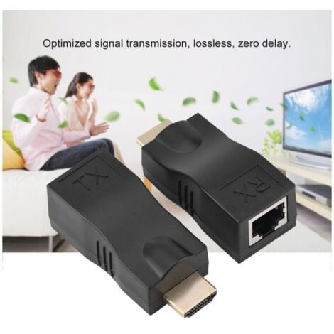 Extension HDMI, 2X HDMI 30m au répéteur de convertisseur de câble réseau RJ45 sur CAT-5 CAT6 HB046