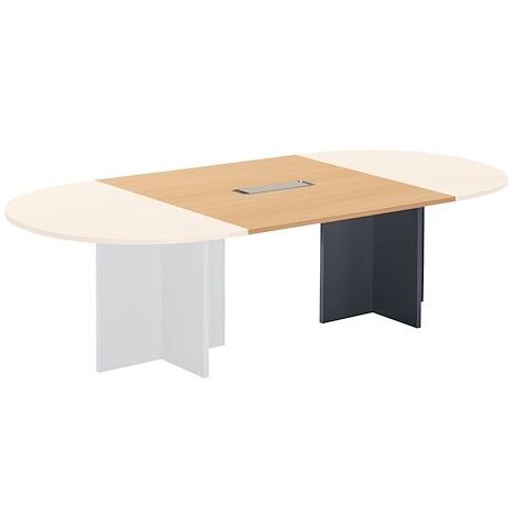 Extension hêtre pour table modulable avec Top Access intégré pieds croix anthracite Essens - Maxiburo