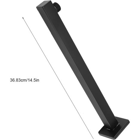 [Extensión para cabezal de ducha] Brazo de ducha de pared de 14,5 pulgadas, acero inoxidable negro, perfil cuadrado G1/2", duradero y fácil de instalar.