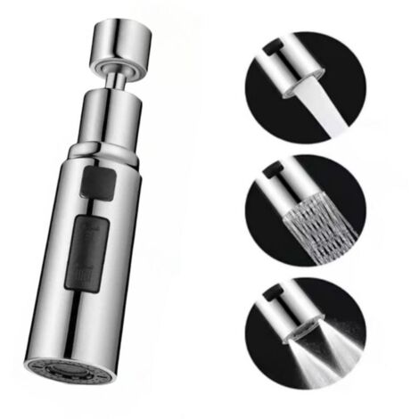 Extensión para grifo - Accesorio para grifo de cocina - Ahorro de agua - 3 modos - Rotación de 360° - Apto para cocina y baño - 1 unidad
