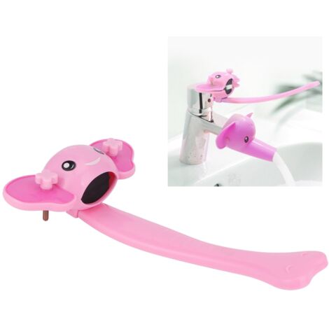 [Extensión para grifo] [Altura ajustable] [PP sin BPA] Extensión ajustable para lavabo con asa, rosa, 20 x 11 cm, para niños y bebés