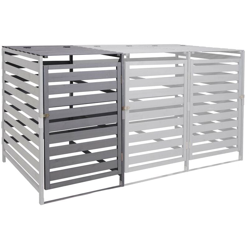 [JAMAIS UTILISÉ] Extension pour abri à poubelles XL pour 1 ou 2 poubelles HHG-714, bois massif 110x65x93cm, gris clair