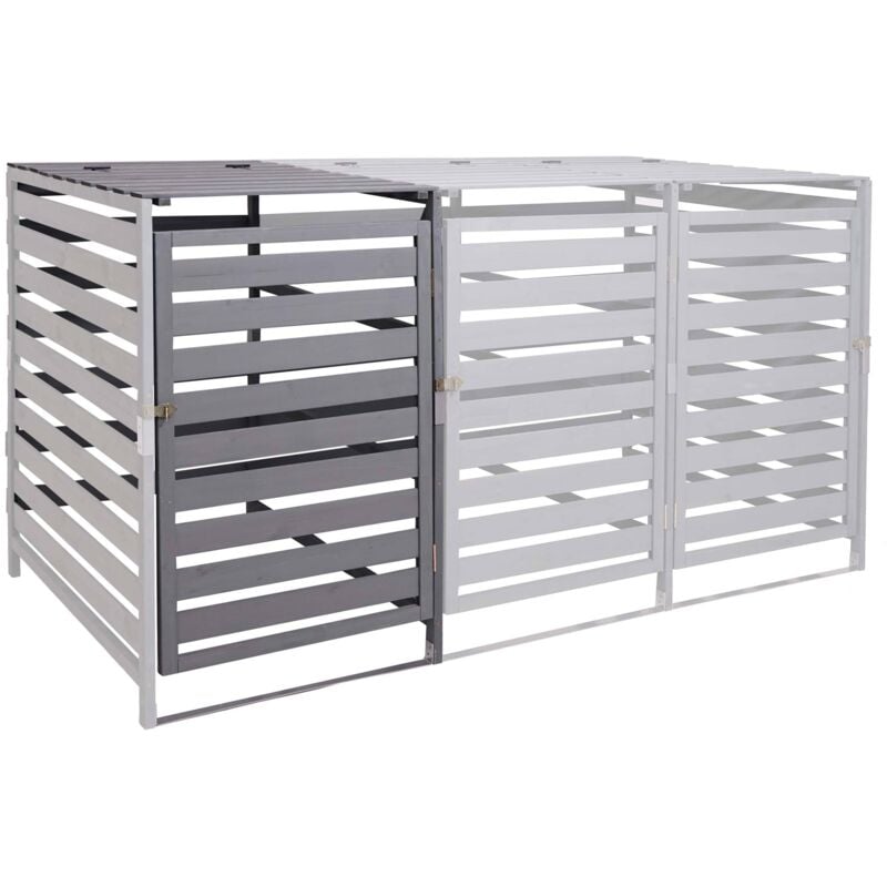 Extension pour abri à poubelles XL pour 1 ou 2 poubelles HHG-714, bois massif 110x65x93cm, gris clair