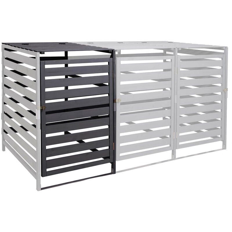 Extension pour abri à poubelles xl pour 1 ou 2 poubelles HWC-H62, bois massif 110x65x93cm - anthracite