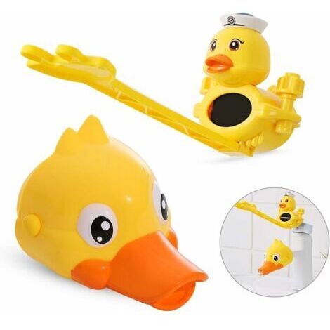 Extensiones de grifo para niños, 2 extensiones de grifo para niños y extensiones de interruptor de grifo, forma de pato, ajustable, más fácil para que los niños pequeños se laven las manos, juego