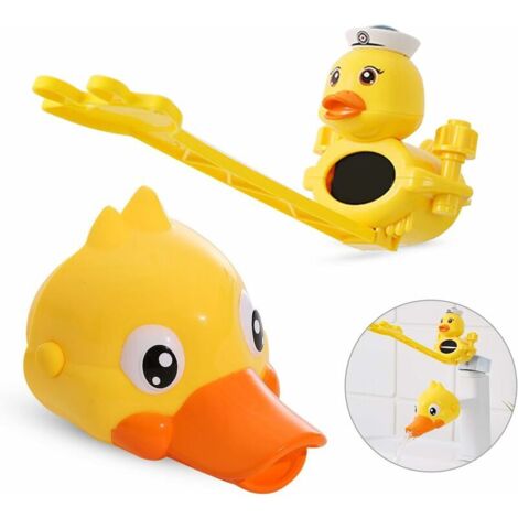 Extensions de robinet pour enfants, 2 extensions de robinet pour enfants et extensions d'interrupteur de robinet, forme de canard, réglable, plus facile pour les tout-petits de se laver les mains, Ens