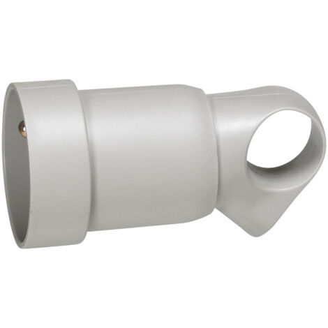 Extensor 2P+T 16A anillo fijo plástico salida recta Gris