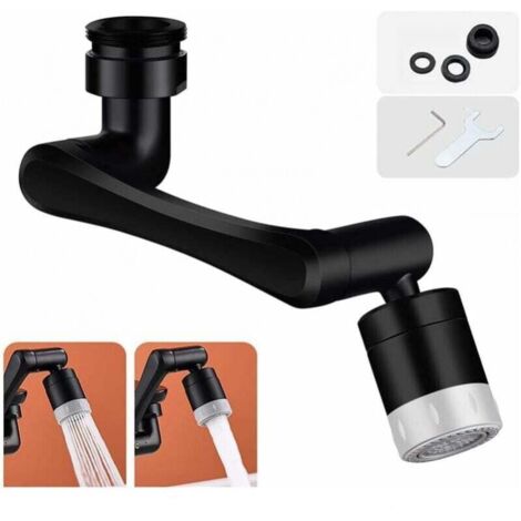 Extensor de grifo negro, aireador de grifo mejorado de 1440°, filtro antisalpicaduras universal, 2 modos de rociado, aireador de grifo giratorio para cocina y baño