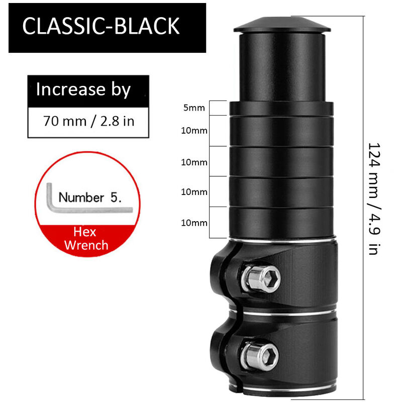 

Extensor de vastago de horquilla de bicicleta de aleacion de aluminio, elevador de manillar, vastago de bicicleta, adaptador de cabeza hacia arriba,