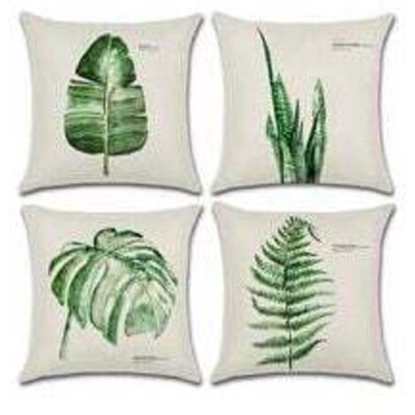 Extérieur Housse De Coussin, Lot De 4 Imperméable Feuille Verte Motif Canapé Taie D'oreiller Pour Patio Jardin Salon Chambre Décoration, 45x45cm -A