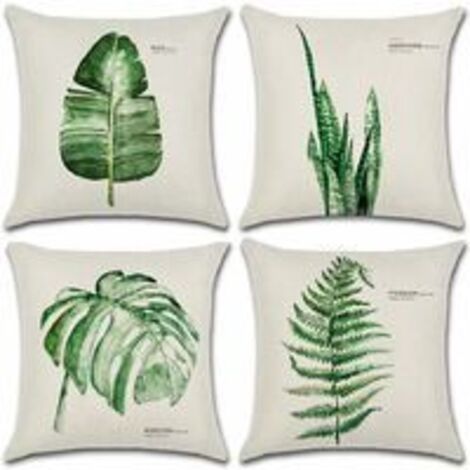 Extérieur Housse De Coussin, Lot De 4 Imperméable Feuille Verte Motif Canapé Taie D'oreiller Pour Patio Jardin Salon Chambre Décoration, 45x45cm -A