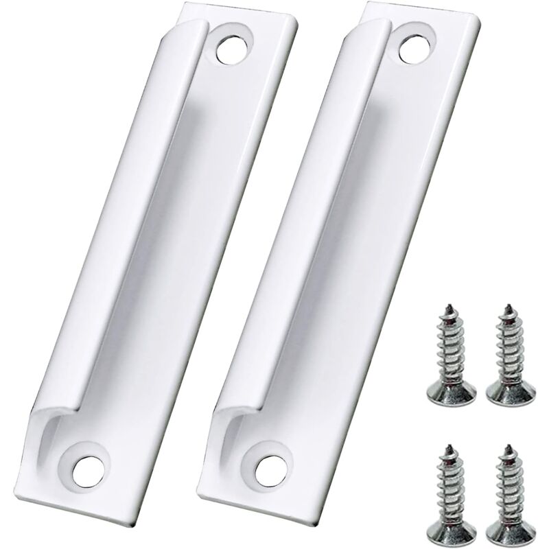 Csparkv - Exterior Balcony Door Handle, 2pcs Patio Door Handle, Suitable for Home, Desk Drawers, Cabinet Doors, etc. With Screws (White)